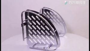 2 Tiers Aluminium Corner Rack Two Layer Kitchen Bathroom Shower Shelf with 2 Hooks - Black