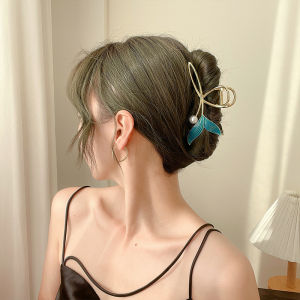 Kẹp Tóc Đuôi Cá Màu Xanh Dương Kẹp Tóc Cỡ Lớn Kẹp Cá Mập Khí Chất Phía Sau Đầu