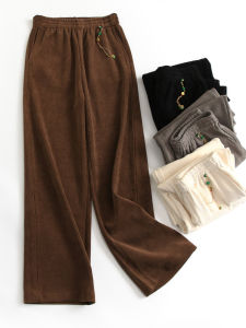 Quần Ống Rộng Dáng Rộng Thoải Mái Mùa Thu Phong Cách Mới Trung Quốc Vải Nhung Treo Trang Trí Quần Dài Thường Ngày Cho Nữ