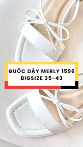 Dép Cao Gót Đế Vuông 3cm Màu Đen Nơ Buộc Rời Dép Nữ Tiểu Thư Guốc Cao Gót Guốc Nữ Big Size Merly 1596