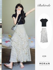 Summer Clothes Matching a Set of Fashion Korean Style Stylish Niche Style Ruffles Polka Dot Skirt Summer Two-piece Set