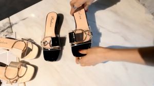 Korean Transparent Chunky Heels & Strappy Square Toe Slippers