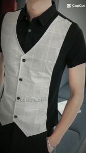 áo sơ mi áo sơ min nam cộc tay phong cách hàn quốc giả gile siêu sang chảnh và nam tính vải mềm mịn thoáng mát mặc được 4 mùa - H42