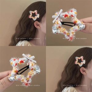 Hot Stars! Autumn Winter Cute Sweet Side Hair Clips Womens Bun Maker Star Hair Accessories Charming Female Hair Grips