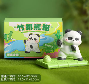 Creative Chinese Fad Panda Resin Mobile Phone Holder Cartoon Bean Bag Good Desktop Tablet Computer Stand Cute Pet Decoration Gift