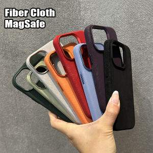 CrashStar FineWoven MagSafe Hard Shockproof Phone Case For iPhone 16 15 14 Pro Max Plus 13 12 Pro Max Wireless Charging Phone Casing Solid Color Flannel Fiber Cloth Phone Cover With Velvet Inside