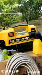 Máy rửa xe cao áp sakura dây 15m súng dài - Máy rửa xe