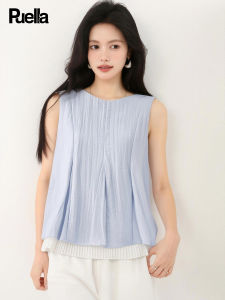 puella | Áo Blouse Dạng Phối Lớp Không Tay Kiểu Hàn Quốc