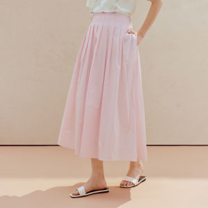 INMAN | French Pleated Midi A-Line Skirt