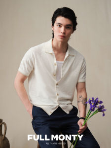 Raglan Sleeve Button-Down Collar Polo Shirt Cotton and Linen Blend Summer