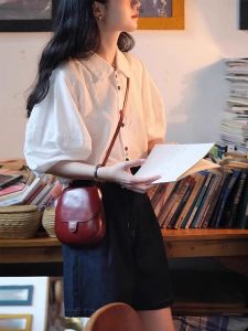 French Style White Bubble Sleeve Short Sleeve Shirt Women Summer Loose Design Sense Half Sleeve High-End Feeling Blouse Top