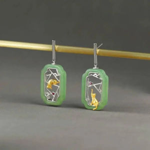 Natural Window Cat Dangle Earrings For Women Ethnic Chic Earring New Gift