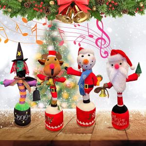 Christmas Dancing Singing Cactus Music Stuffed Toy Repeating Talking Wiggle Electric Plush Learning Recording Toys Decoration