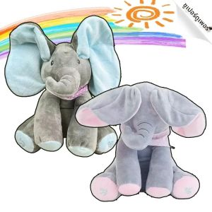 11.8 นิ้วซ่อนหาตุ๊กตาช้างของเล่นผ่อนคลายเด็กซ่อนหาเกมของเล่นร้องเพลง Interactive ของเล่นดนตรีของขวัญ