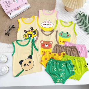 Bộ quần áo trẻ em ba lỗ quần chip mặc vào hè vải thun lạnh NATUCO thiết kế dáng thể thao phù hợp cho bé 4-15Kg BL-IN54