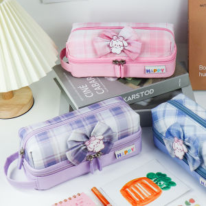 DISCO BEAR | Cute Portable Multi-functional Plaid School Style Large Capacity Pencil Case
