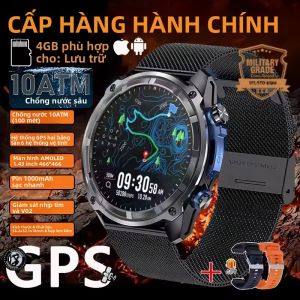 Đồng Hồ Thông Minh GPS Nam Với Bản Đồ Chống Nước 10ATM Gọi Bluetooth La Bàn Pin 1000mAh Màn Hình AMOLED 200+ Chế Độ Thể Thao Thiết Bị Theo Dõi Sức Khỏe