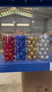 24 Pcs 6cm Gold Red Metallic Plastic Ball Xmas Balls Set Ornament Shatterproof Christmas Hanging Balls for Christmas Trees Holidays Weddings Carnival Parties