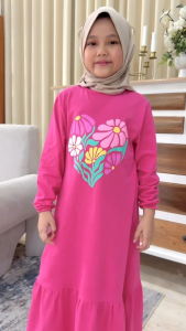Hooneybee Husna Fanta - Gamis Anak Perempuan - [ Size 2-10 Tahun] Baju Muslim Cewek