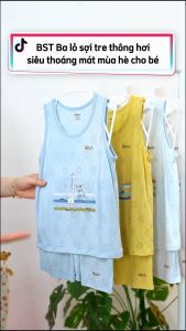 Bộ ba lỗ Arich vải sợi tre dệt thông hơi mềm mát phối hình in ngộ nghĩnh cho bé trai bé gáiquần áo trẻ em(6 tháng đến 5 tuổi)