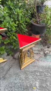 ขันแก้ว ลายบัวปิดทอง พานสามเหลี่ยม  3 ไซส์ ขันแก้วทั้งสาม พานใส่ดอกไม้ แกะสลัก ปิดทองคำเปลว ส่องประกายสุกปลั่งประดับกระจก หลากสี