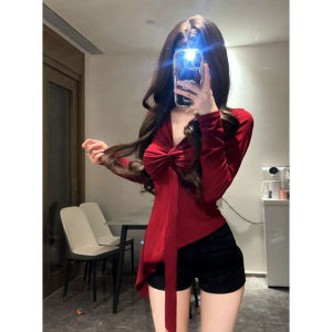 CHANGTONG | Stylish V-neck Slim Fit Short Top T-shirt