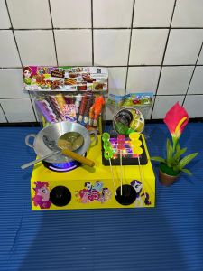 Set Kompor Led bisa nyala LITTLE PONY / Mainan Anak Set Wajan Barbeque Dimsum
