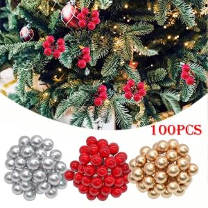 50/100Pcs Nhân Tạo Màu Đỏ Holly Berry Trang Trí Cây Giáng Sinh Vòng Hoa Đám Cưới Giáng Sinh Trang Trí Nhà Cửa