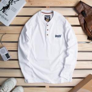 Áo thun tay dài cổ trụ 100%Cotton Nam