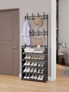 TUSSAH ราวตากผ้า 4/5 ชั้น ตะขอเเขวน กันน้ำ ราวแขวนผ้า ชั้นวางรองเท้า พร้อมชั้นวางของอเนกประสงค์