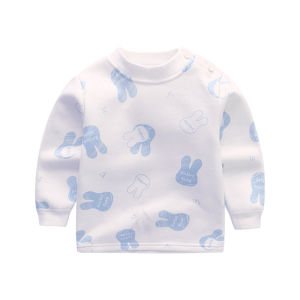 Kids Thickened Fleece-lined Heattech Single Blouse Baby Boys Bottoming Shirt Baby Pure Cotton Intimates Toddler Thermal Top Underwear