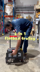 GOLDLION 2-In-1 Foldable Trolley | 4 Wheel & 2 Wheel Flatbed Hand Truck | Red & Blue