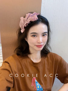 เรียบหรู สีชมพูและ สีดำ ที่คาดผมพับข้างแบบโบว์ ผู้หญิง ที่คาดผมเกาหลี ดีไซน์ คุกกี้ ทันสมัย เครื่องประดับผม