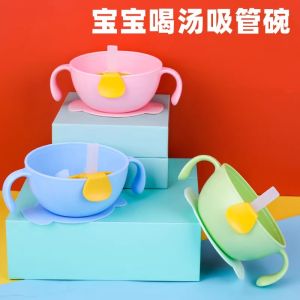 Baby Silicone Straw Bowl for Soup & Porridge: A Durable Child Feeding Set