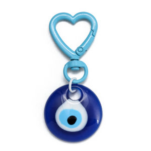 Lucky Eye Turkish Evil Eye Keychain Heart Clip Plastic Round Pendant Key Chain Car Keyring llavero porte clé מחזיק מפתחות