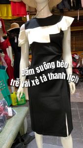 Đầm suông bèo trễ vai xẻ tà thanh lịch
