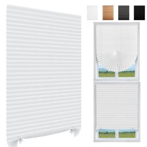 Pleated Window Blinds Temporary Window Shades Cordless Light Filtering Pleated Paper Shades Room Darkening Blind for Home Office