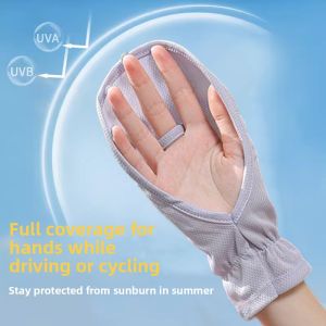 Sun Protection Summer Short Gloves Ice Silk Fingerless