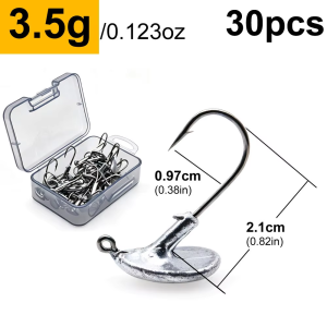 Mr.Lurion 30pcs 3.5g/5g/7g/10g/14g Anti-Hang Vertical Sink Jig Heads Tumbler Jig Head Fishing Hooks for Soft Worm Lures Baits