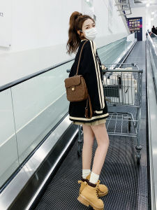 Trendy Street Style Baseball Jacket Womens Early Spring New Color Block Casual American Fashion Sweet Cool Top