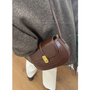 French Style Saddle Bag Womens Summer 2025 New Single Shoulder Bag High-End Retro Fashion Crossbody Bag Soft PU Leather