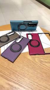 Luxury Carbon Fiber Magnetic Case for Magsafe Samsung Galaxy Z Fold 8 Ultra 7 6 5 4 ZFold 8Ultra 360° Rotation Ring Holder Cover