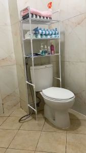 ORANGE Rak Toilet WC Organizer Minimalis - Rak Kamar Mandi Serbaguna Rak Sabun - Rak Toilet Susun - Desain Modern dan Minimalis (3 Layers) (50cmx 26cm x 165cm)