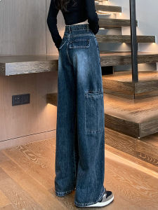 Spring 2024 High Street Workwear Denim Jeans Womens Spring Autumn Small Size American Retro Vintage Slim Straight Leg Pants