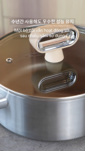 Bộ 3 nồi inox 316 đúc liền 7 lớp chống dính Titanium Aura Haatz Hàn Quốc size 18/20/24cm dùng bếp từ - Bảo hành 60 tháng
