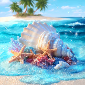 Huacan New Arrivals 2026 Diamond Painting Island Shell Sea Star Beach Diamond Mosaic Landscape Complete Kit Craft kit