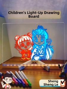MONLEYTA | Luminous Acrylic Drawing Board Childrens Toy Girls Double-sided Hand-painted Glow-in-the-dark Childrens Day Gift