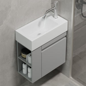 Semi-recessed Ceramic Wall-Mounted Wash Basin Cabinet Narrow Edge Bathroom Vanity Sink for Small Spaces Bathroom Balcony Use