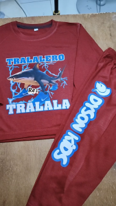 Baju Piyama Anak Laki-Laki Tralalero Anomali Tung Tung Sahur T-Shirt & Celana Panjang 1-10 Tahun