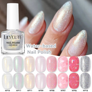 LILYCUTE 7ml Water-Based Glitter Nail Polish Long Lasting Quick Drying No Need of Lamp to Cure Nail Supplies For Nail Manicure